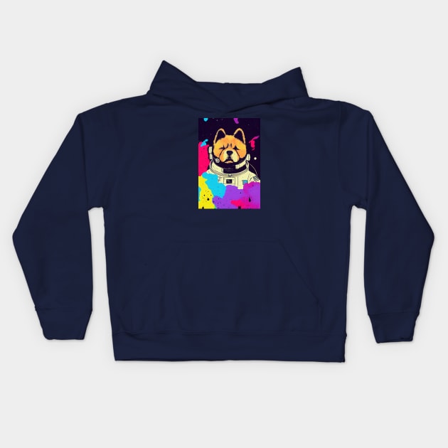 Astronaut chow chow portrait Kids Hoodie by etherElric